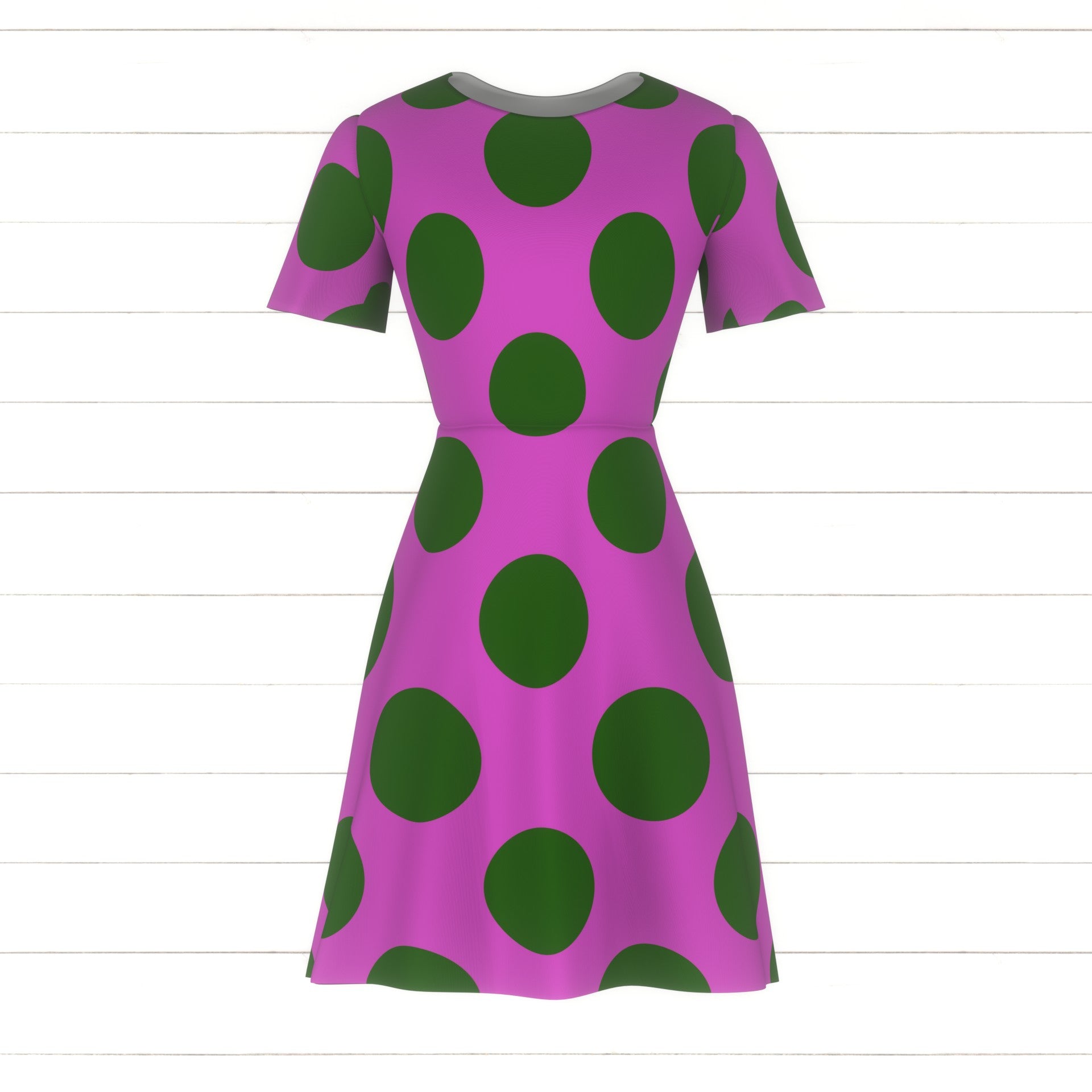 green emerald velvet dress Bow-detail A-Line Mini Dress in Pink Polka Dot - 4