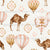 Boho Watercolor Desert Camel and Hot Air Balloons on Cream Image