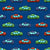 Colorful Toy Pixelated Video Game Cars on Cerulean Blue Image