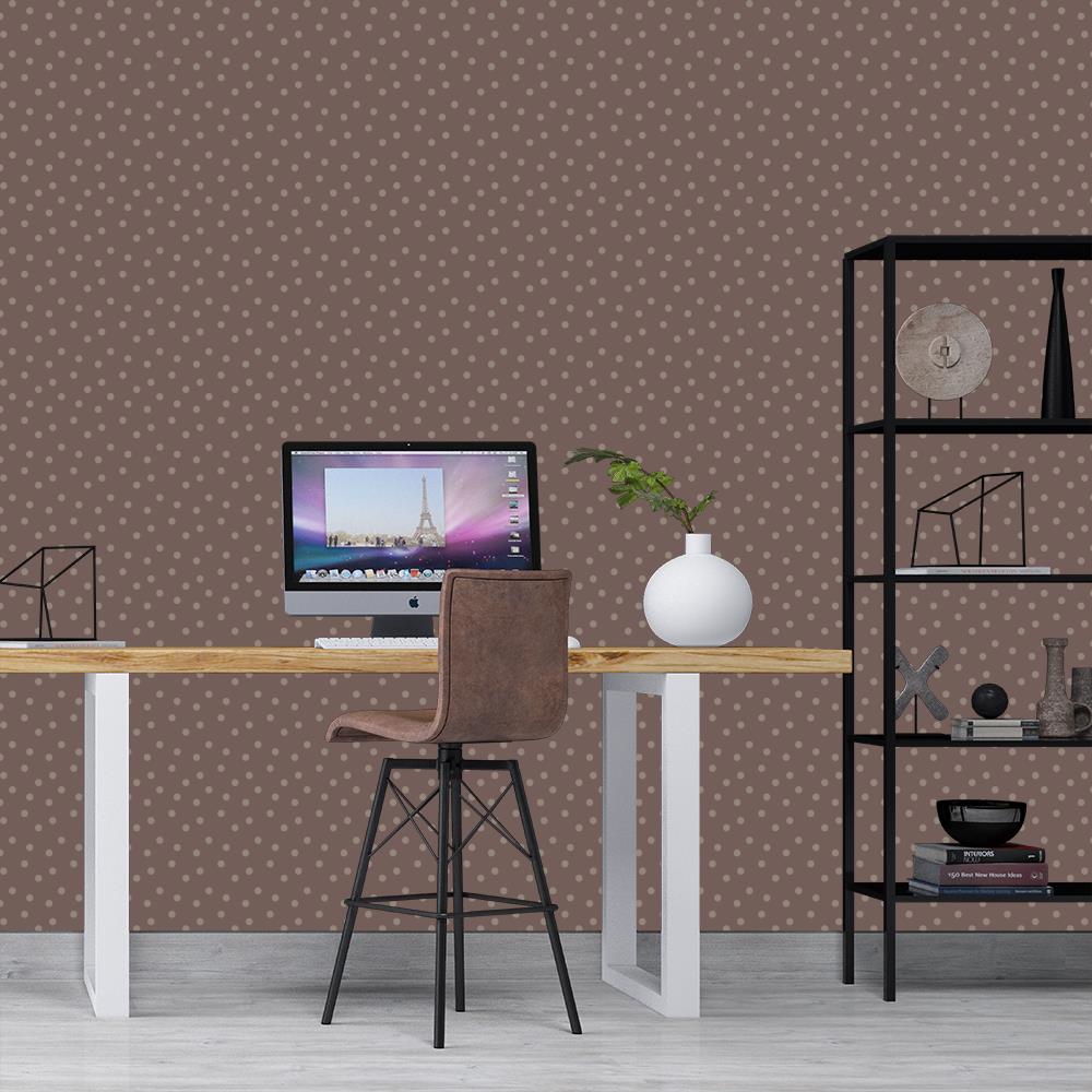 Modern Polka Dots on Coffee Brown