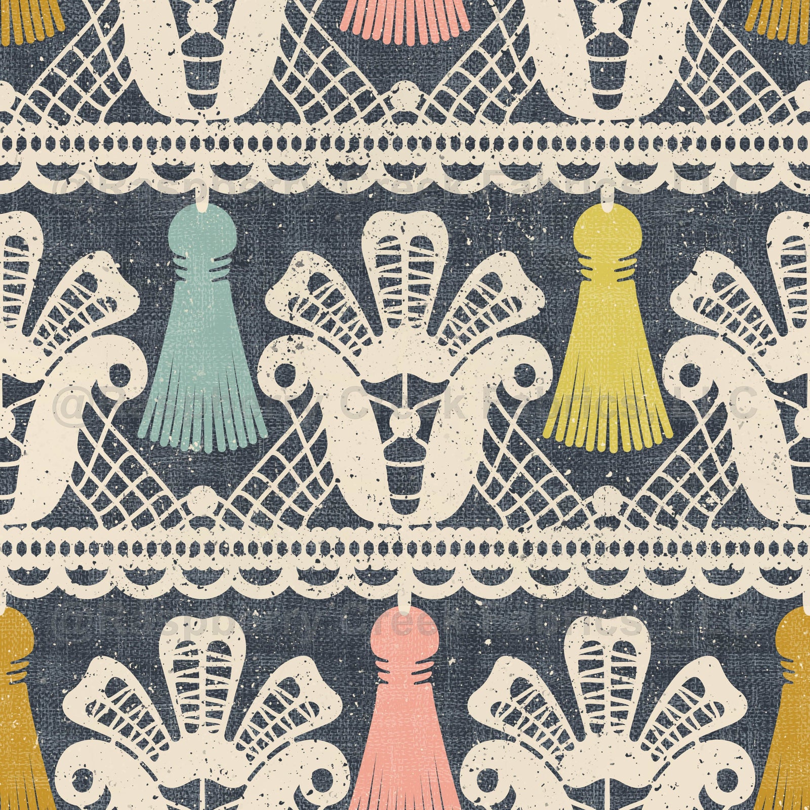 tassel lace meets raw denim, rustic jeans chrochet vintage border