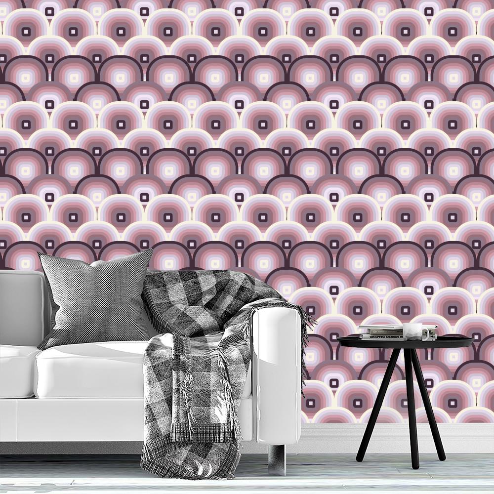 Geometric Scales Mid Mod Arch In Muted Lavender Wallpaper