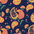 Hand Painted Gouache Bright Floral Paisley on Navy Image