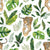 Tropical Jungle Jaguar with Jungle Foliage on White Image