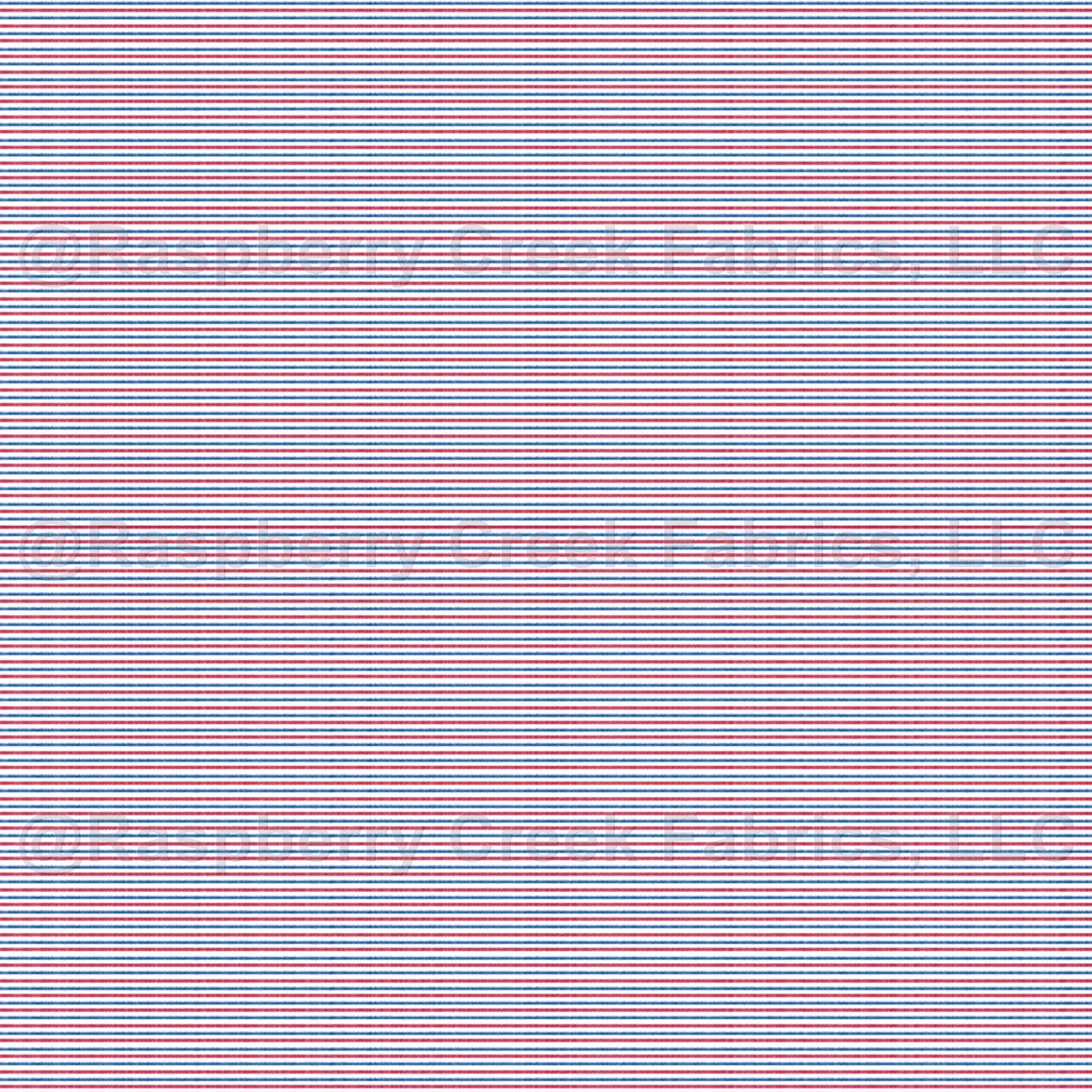 Red Royal Blue and White Mini Micro Stripe Print Fabric, Get Your Kicks by Bri Powell