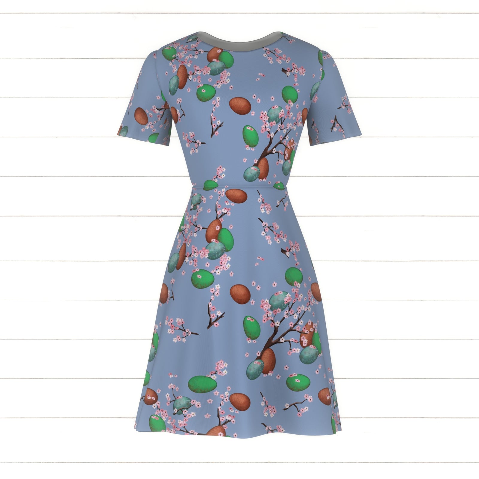 Easter Eggs Cherry Blossoms Chambray Blue