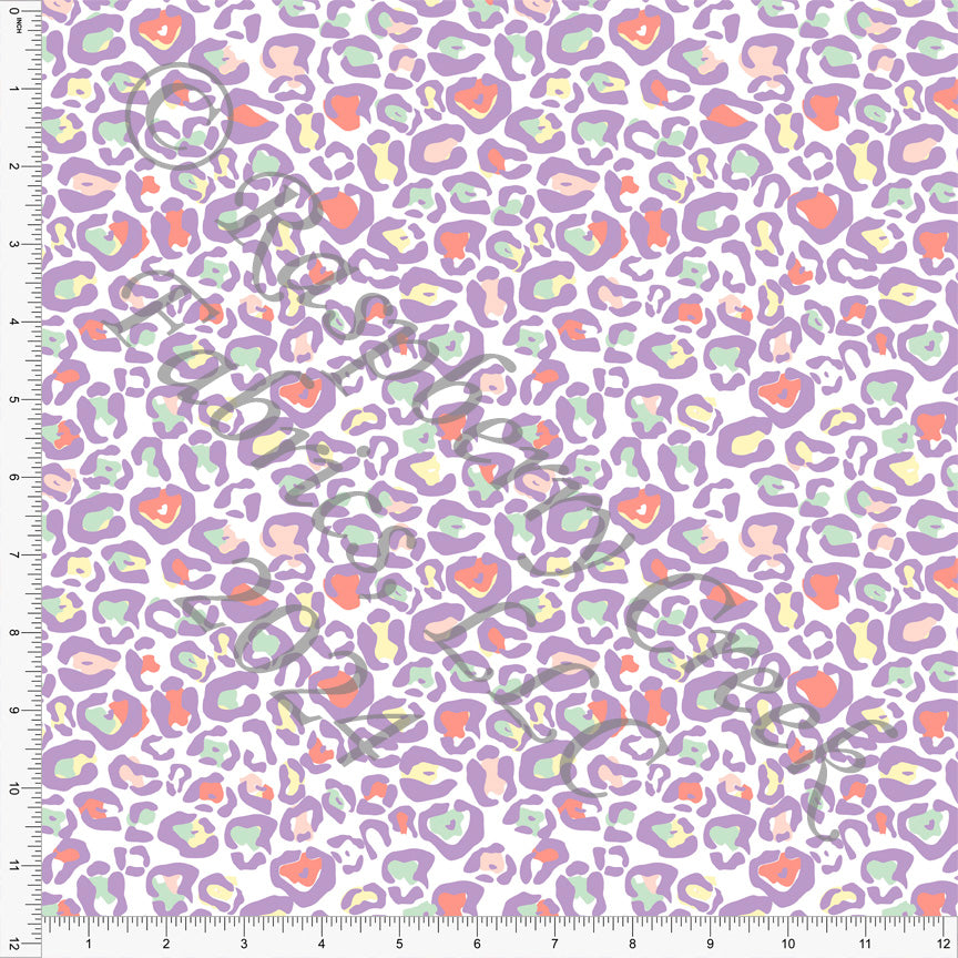 Dusty Purple Yellow Light Green and Coral Colorful Animal Print Fabric, 90s for CLUB Fabrics