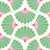 Graphic Japanese Fans Scalloped Ogee in Off White Green Hot Pink Image
