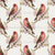 Red Birds, Summer Tanager, Cherry Blossom, Vintage Pattern Image