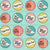 1950s Colorful Soda Bottlecaps on Light Aqua Blue Image
