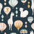 Whimsical Watercolor Llamas and Hot Air Balloons on Navy Blue Image