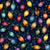 Watercolor And Ink Christmas Lights Strand In Yellow, Red, Orange, Blue, Green And Purple Image