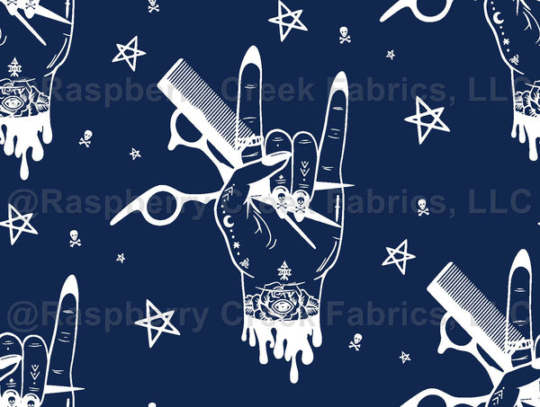 Punk Rock Hairdresser Gothic Scissors on Navy Blue - Raspberry Creek ...