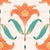 Line Art Nouveau Lilies Textured Deco Dots in Orange and Green on Rose Mist Image