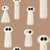 Boho Ghosts Taupe - Cute Ghosts On A Taupe Background Image