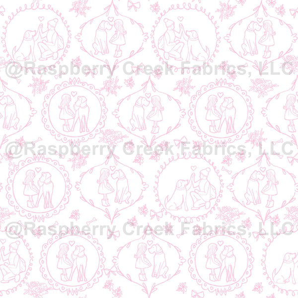 Light Pink, I Woof You Toile - Raspberry Creek Fabrics
