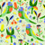 Parrot Parade Collection: Rainbow Lorikeet Floral on Green Image