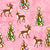 Gingerbread Christmas Trees Deer Ditsy Pink Image