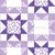 Hand Drawn Floral Quilt Stars Dark Purple, Light Purple and White Version 1 Image