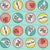 1950s Colorful Non-Directional Soda Bottlecaps on Light Aqua Blue Image