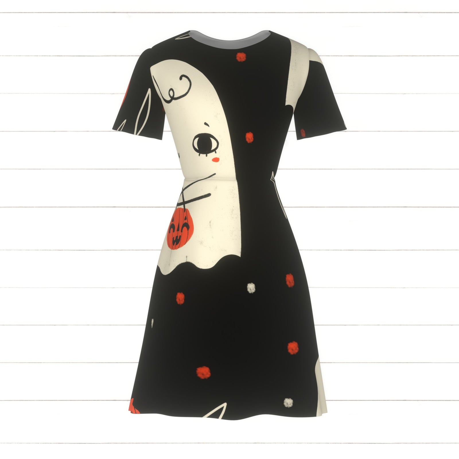 Cute Halloween ghosts trick-or-treating, large