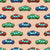 Colorful Toy Pixelated Video Game Cars on Desert Sand Brown Image