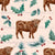 Farmhouse Christmas Pink Highland Cow with Holly Berries Image