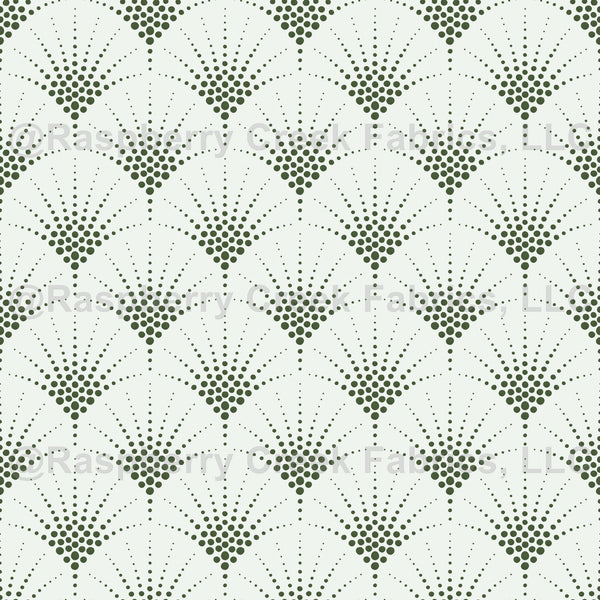 Art Deco Scallop - Light Blue - Medium Scale - Raspberry Creek Fabrics