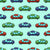 Colorful Toy Pixelated Video Game Cars on Pale Turquoise Wallpaper Image