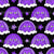 Purple Grumpy Cats in Rainbow Clouds on Black Image