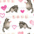 Watercolor Valentines Raccoon and Pink Hearts Image