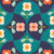 Cute Geometric Scallop Daisies Cream Orange Dark Green and Navy Blue Wallpaper Image