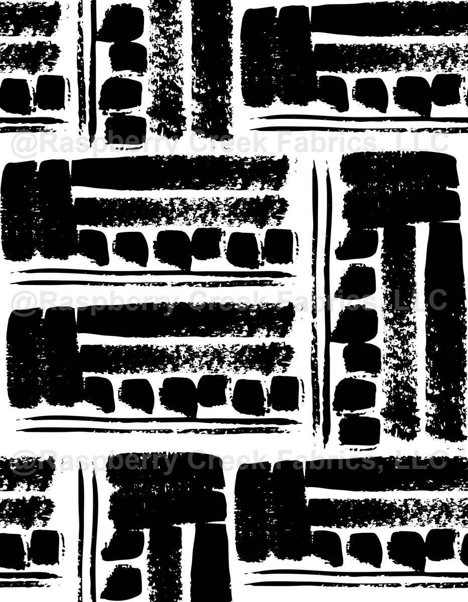 Freehand Geometric Abstract textured brush strokes Black and White
