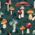 Rustic Watercolor Mushrooms on Teal Image