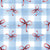 Soft Blue Stripes and Bow - Plaid, Check, Gingham - French Country - Rustic - Watercolor Hand Drawn Image