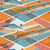 Retro sportive tennis textured, Abstract tennis court. Geometric stripe pattern in orange and blue retro colors with a vintage look.  This pattern is part of my 