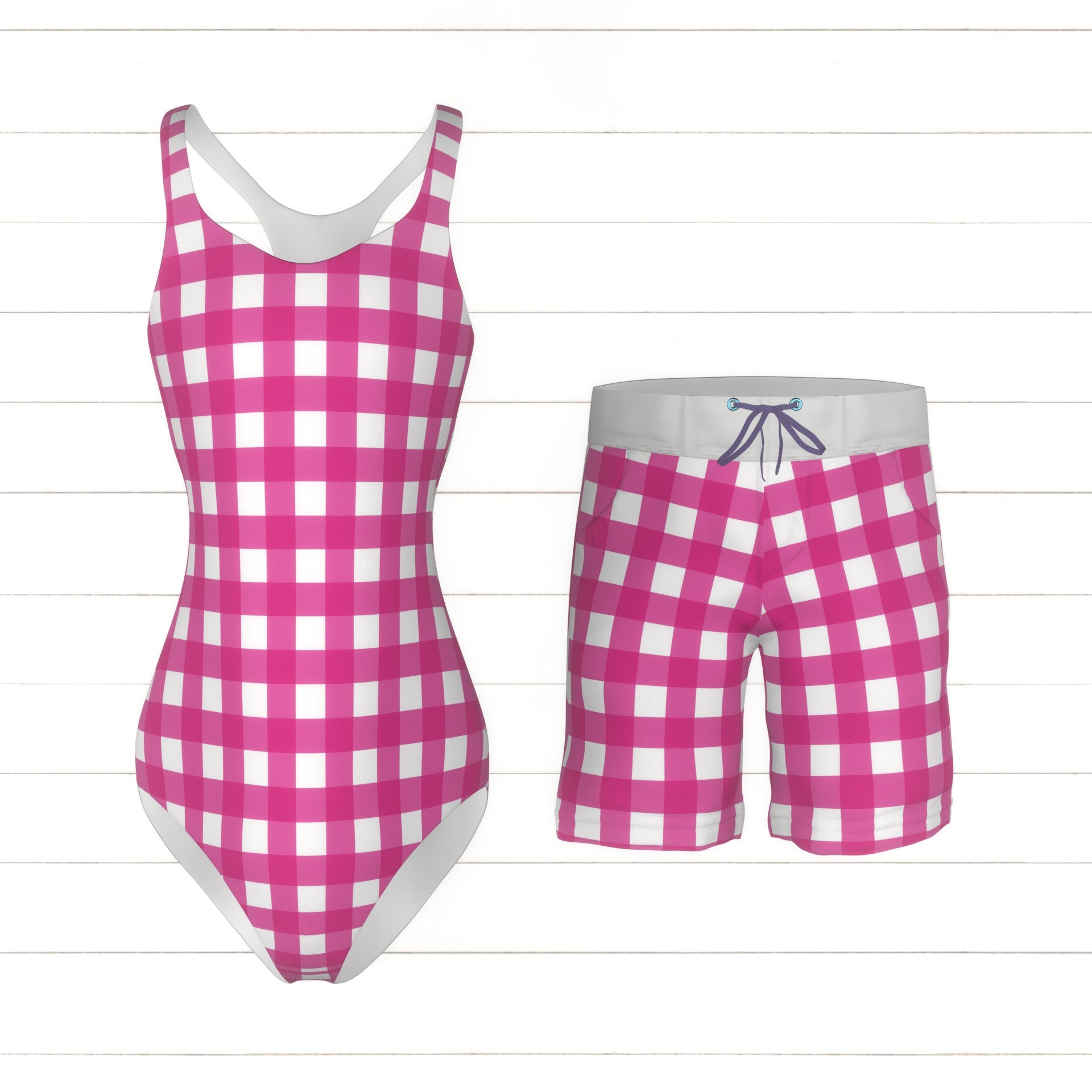 Designer Barbie on Gingham Cotton Lycra