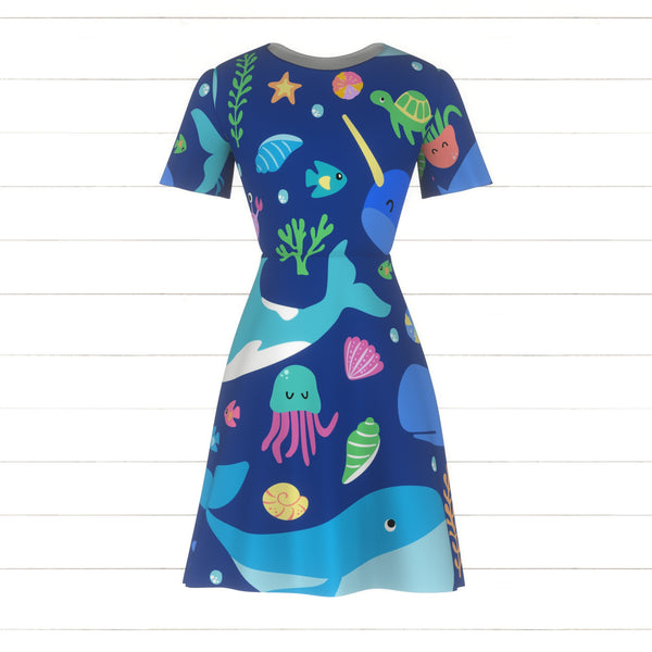 Underwater Blue Whales On Blue - Raspberry Creek Fabrics