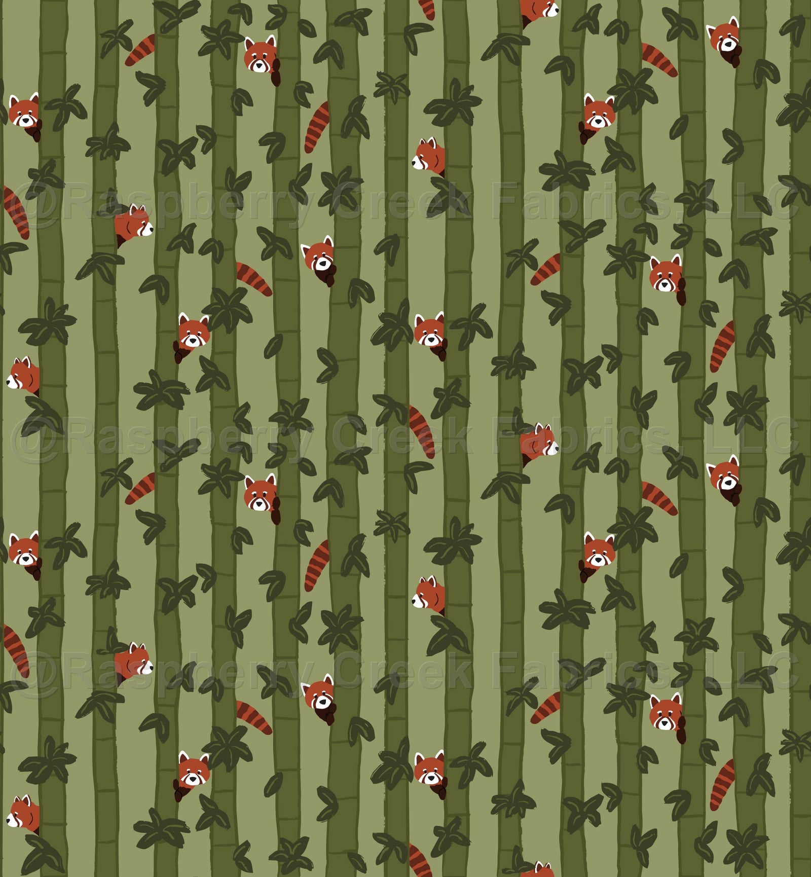Red Panda Bamboo Forest Stripe in Sage Green