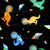 Watercolor Tyrannosaurus Rex Astronauts In Space On Black. Image
