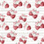 Heart-Shaped Cherries with Pink Bows on Cream Stripes – Cherry on Top Collection Image