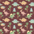 Cute Pastel Dinosaurs with Tropical Trees on Maroon Image