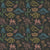 Dinosaurs with Volcanoes and Tropical Plants Pastel Line Art on Gray Image