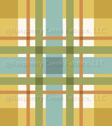 Farm Flannel is part of the Autumn Farm collection. It features a plaid designs with golden yellow, teal blue, warm greens, and orange on an ivory background.