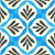 Beige Black Abstract Leaves and Bright Sapphire Blue Groovy Checks Image