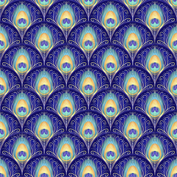 Scalloped Peacock Feather - Small - Raspberry Creek Fabrics