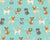 Cute  dogs on aqua blue background, hand drawn Image