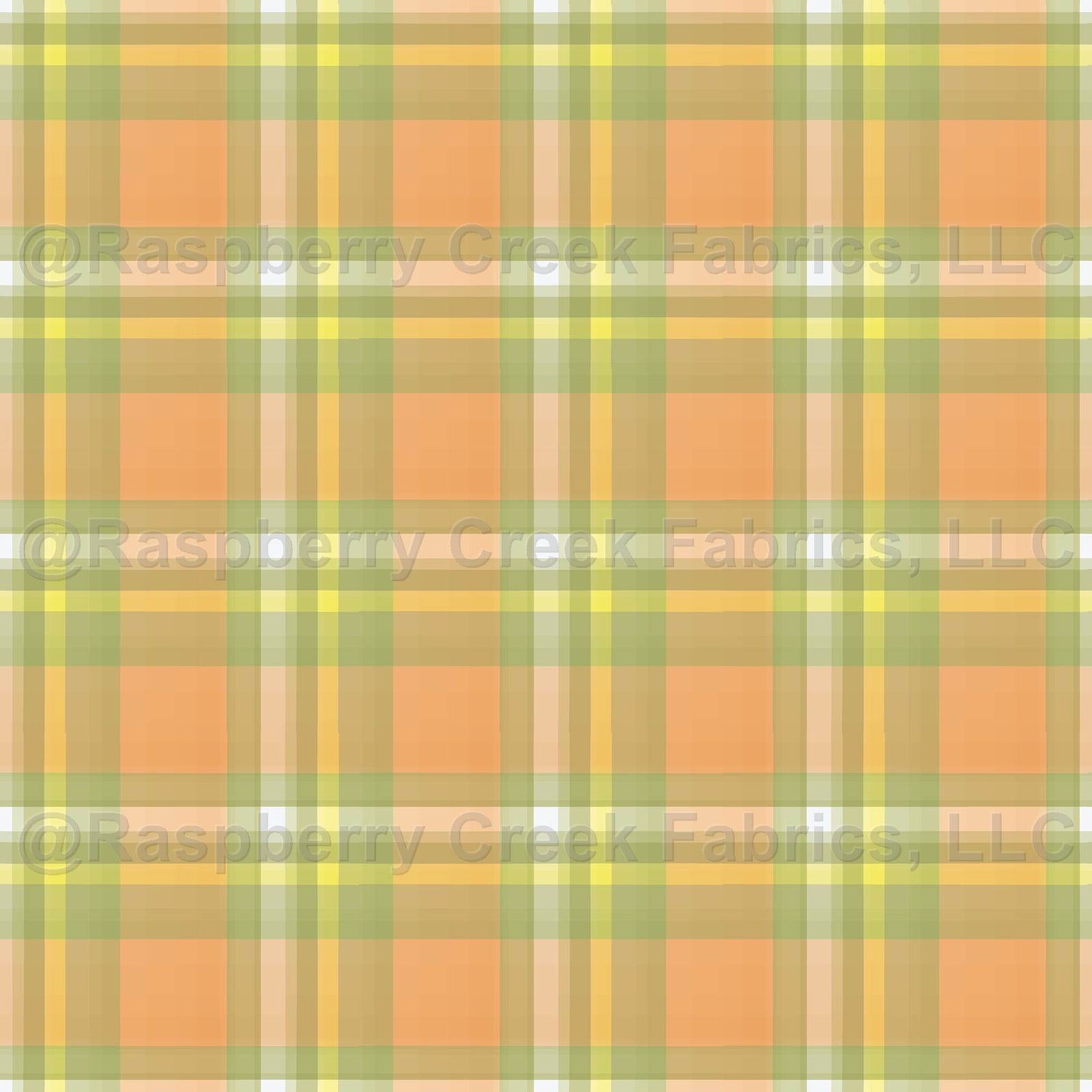 Peach Yellow Green Brushstroke Basketweave Stripe Plaid