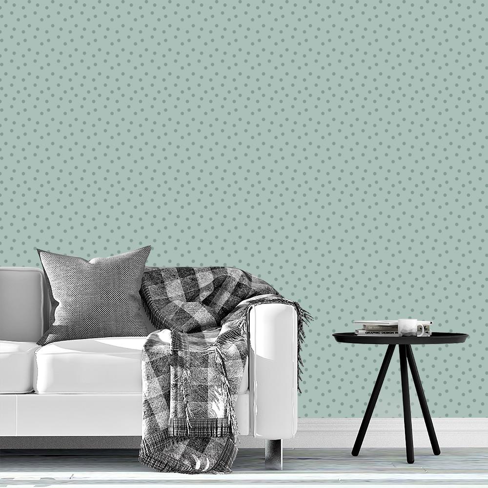 Modern Polka Dots 2 on Light Green