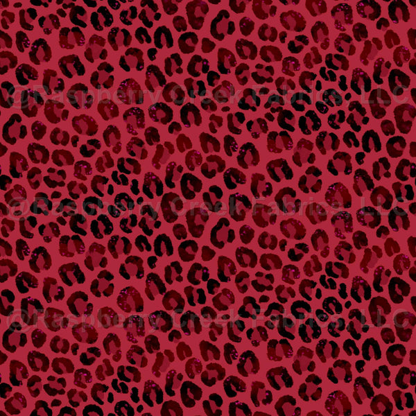 Cherry Red Sparkly Leopard Print - Raspberry Creek Fabrics